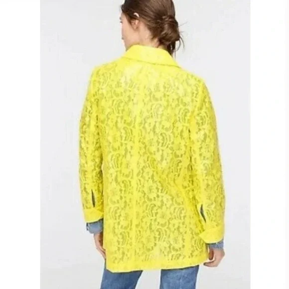 NWOT J. Crew Collection Yellow Coated Lace Jacket Coat Rain Spring Women’s XS - Picture 2 of 10
